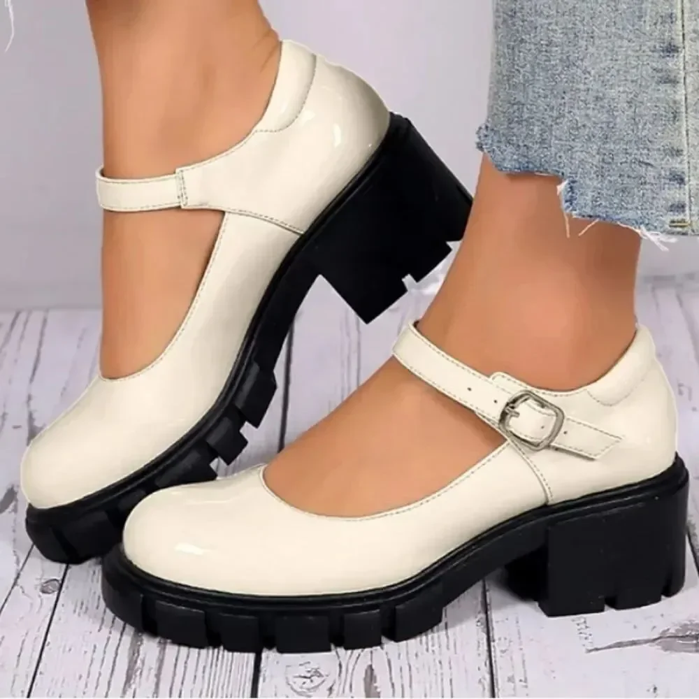 BRAND NEW CHASE+C WOMEN’S ROUND TOE T-STRAP BLOCK HEEL SHOE G1